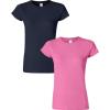 Gildan Womens Softstyle Cotton T-Shirt, Style G64000l, Multipack(Navy+azalea)