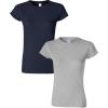 Gildan Womens Softstyle Cotton T-Shirt, Style G64000l, Multipack(Navy+sportgray)