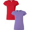 Gildan Womens Softstyle Cotton T-Shirt, Style G64000l, Multipack(Red+heatherpurple)