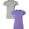 Gildan Womens Softstyle Cotton T-Shirt, Style G64000l, Multipack(Sportgray+heatherpurple)