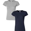 Gildan Womens Softstyle Cotton T-Shirt, Style G64000l, Multipack(Sportgray+navy)