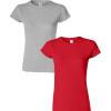 Gildan Womens Softstyle Cotton T-Shirt, Style G64000l, Multipack(Sportgray+red)
