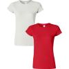 Gildan Womens Softstyle Cotton T-Shirt, Style G64000l, Multipack(White+red)