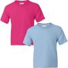 Gildan Youth DryBlend T-Shirt, Style G8000B, 2-Pack((1) Light Blue + (1) Heliconia)