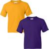 Gildan Youth DryBlend T-Shirt, Style G8000B, 2-Pack((1) Purple + (1) Gold)