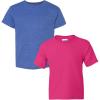 Gildan Youth DryBlend T-Shirt, Style G8000B, 2-Pack(Hthr Sport Royal-heliconia)
