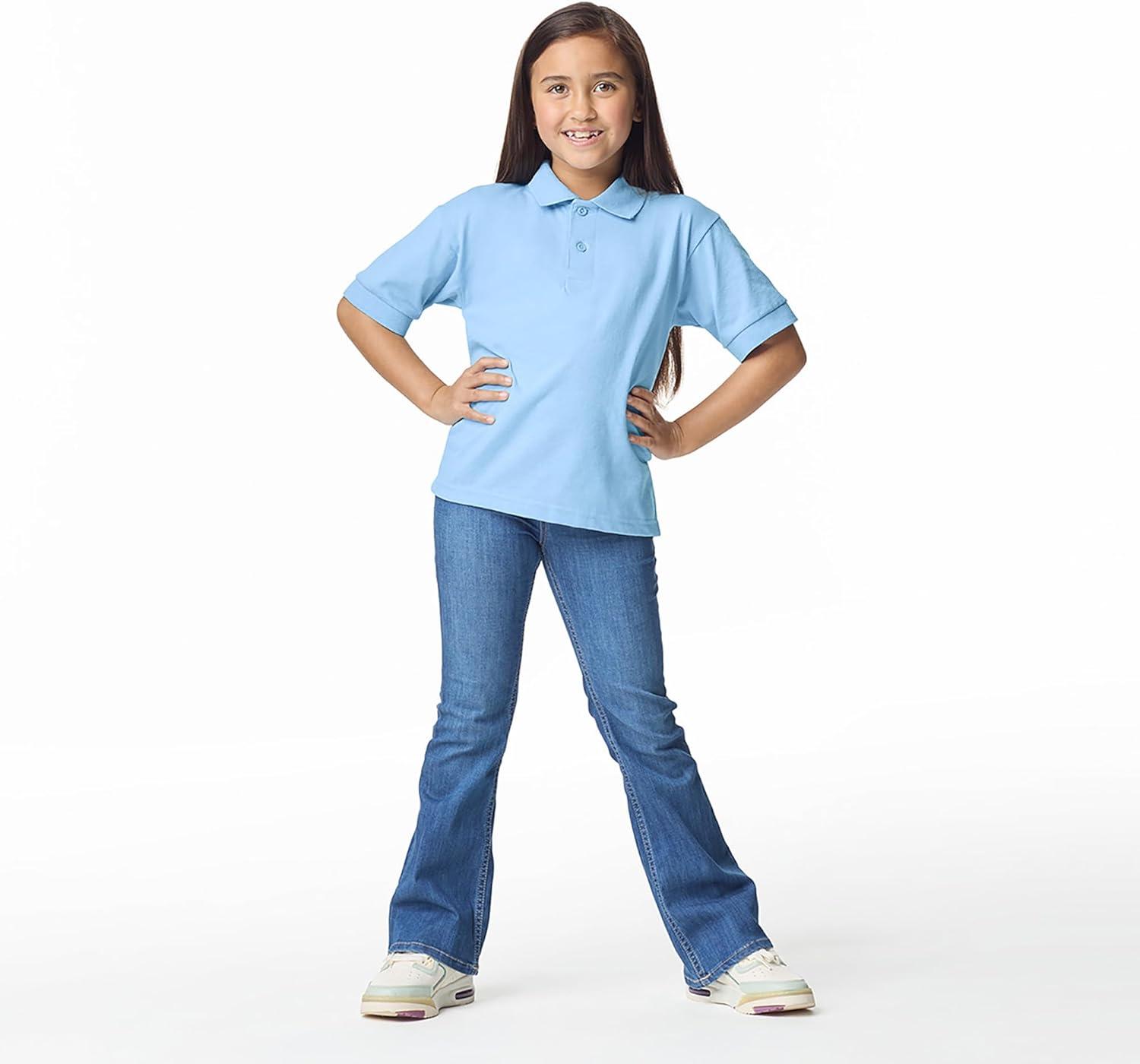 imageGildan UnisexChild DryBlend Short Sleeve Polo Style G8800b 3PackLight Blue