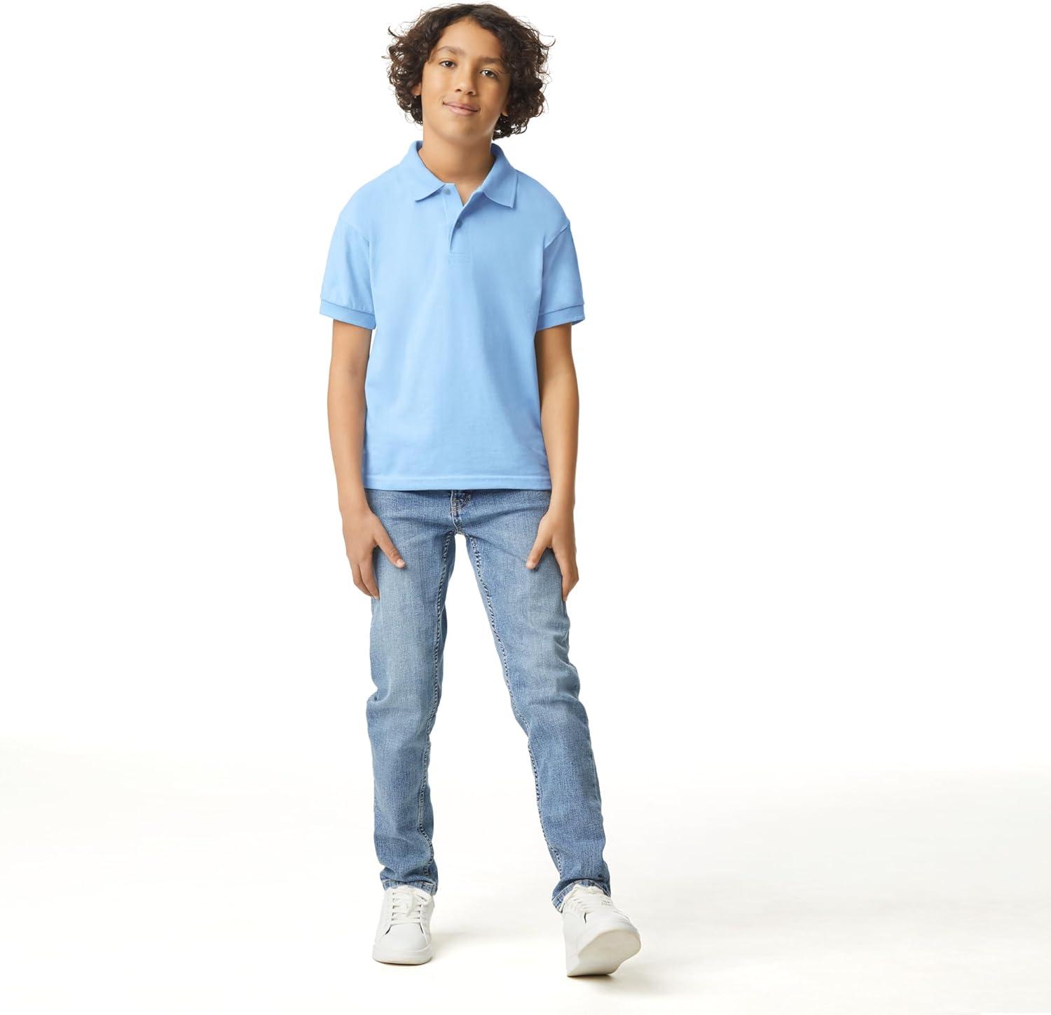 imageGildan UnisexChild DryBlend Short Sleeve Polo Style G8800b 3PackLight Blue