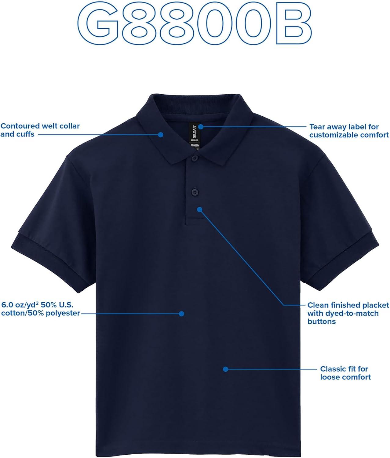 imageGildan UnisexChild DryBlend Short Sleeve Polo Style G8800b 3PackNavy