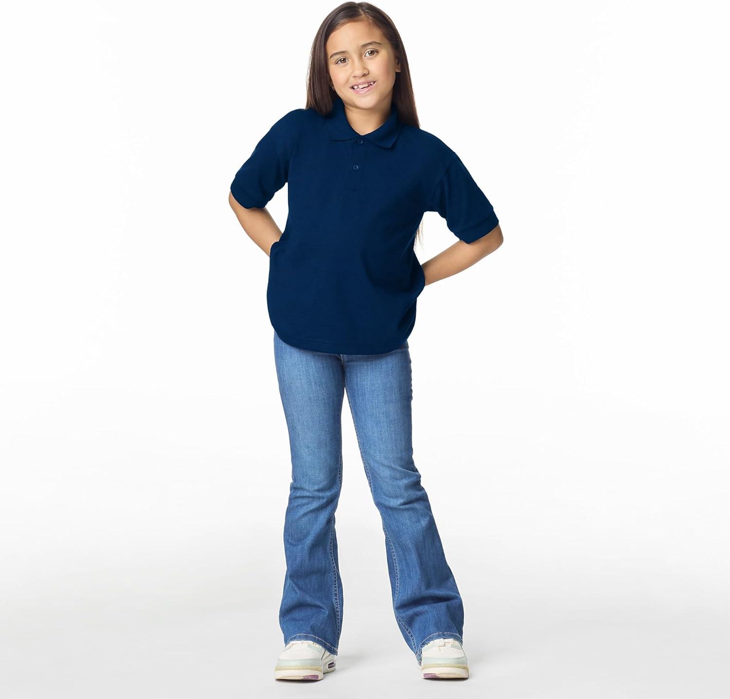 imageGildan UnisexChild DryBlend Short Sleeve Polo Style G8800b 3PackNavy