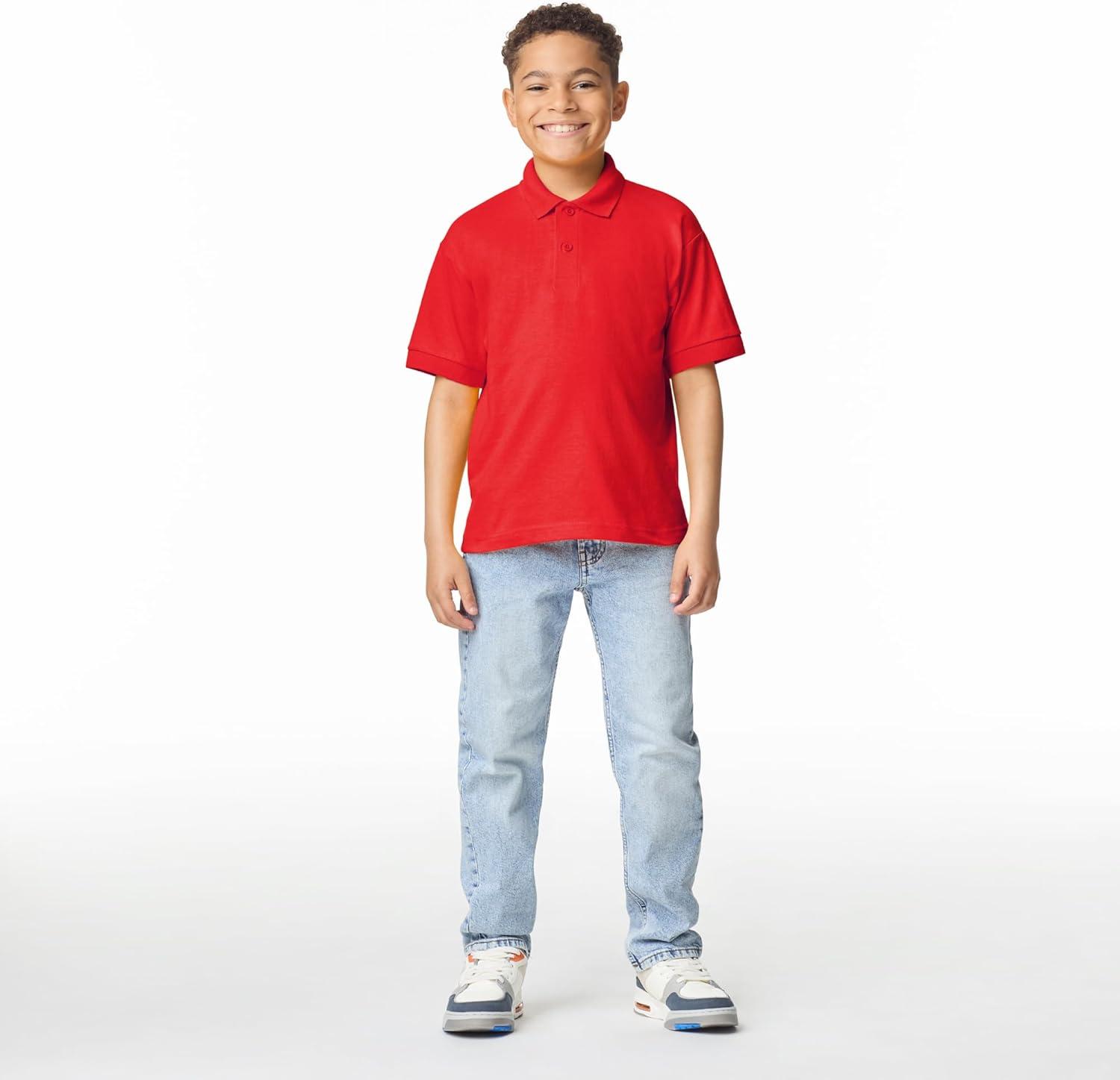 imageGildan UnisexChild DryBlend Short Sleeve Polo Style G8800b 3PackRed