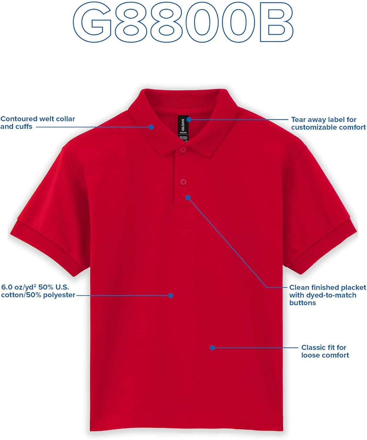 imageGildan UnisexChild DryBlend Short Sleeve Polo Style G8800b 3PackRed