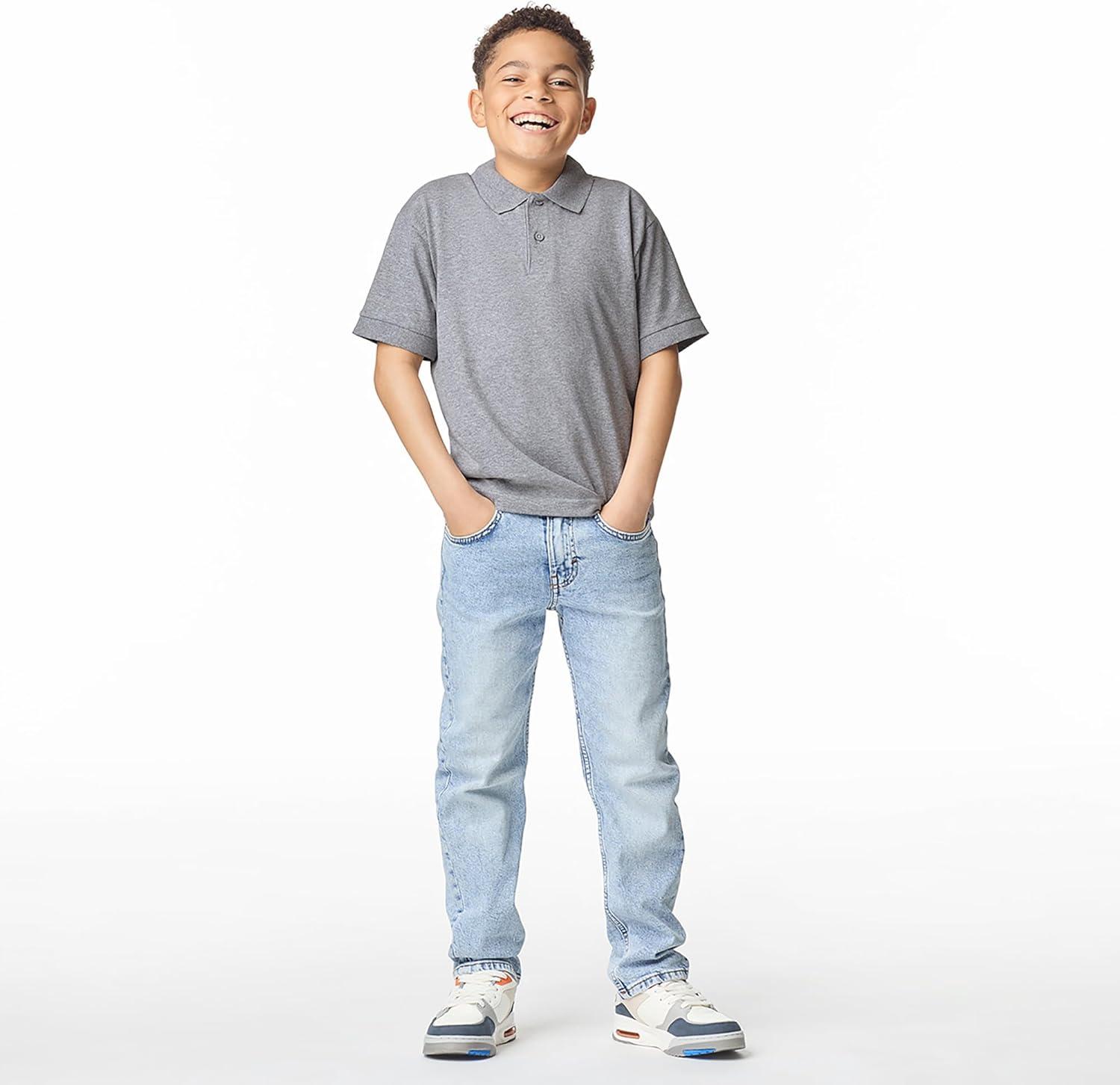imageGildan UnisexChild DryBlend Short Sleeve Polo Style G8800b 3PackSport Grey