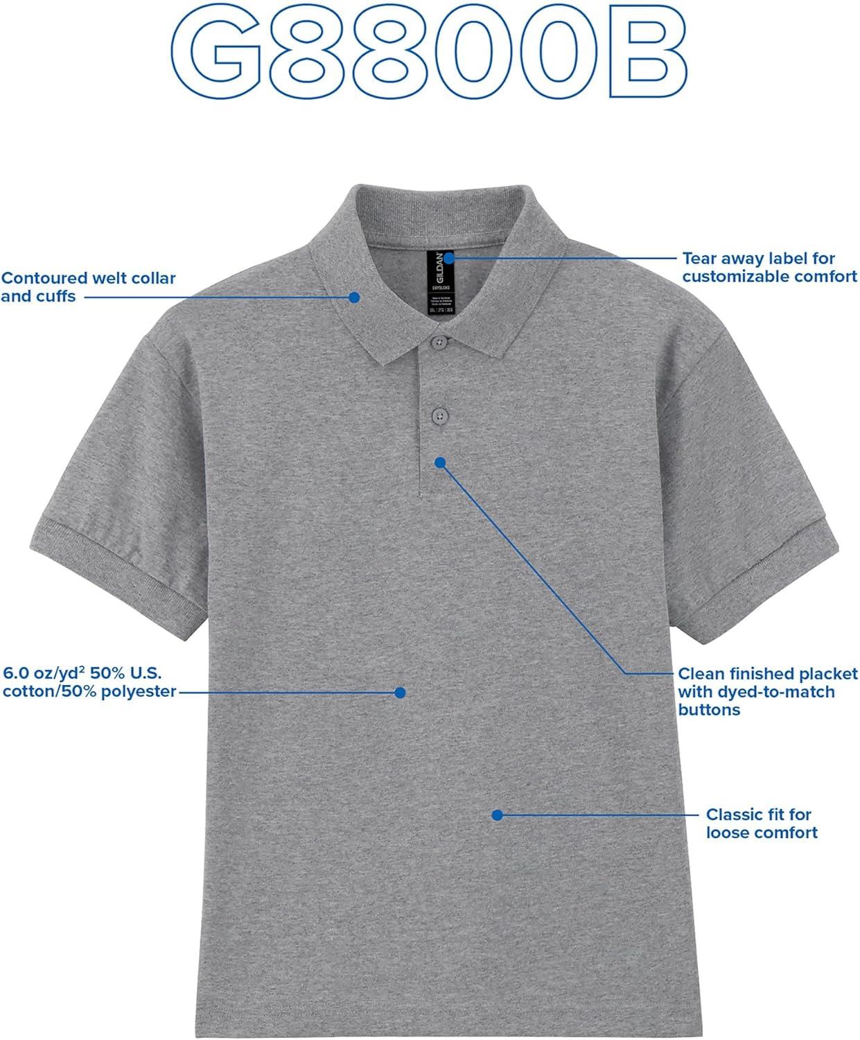 imageGildan UnisexChild DryBlend Short Sleeve Polo Style G8800b 3PackSport Grey