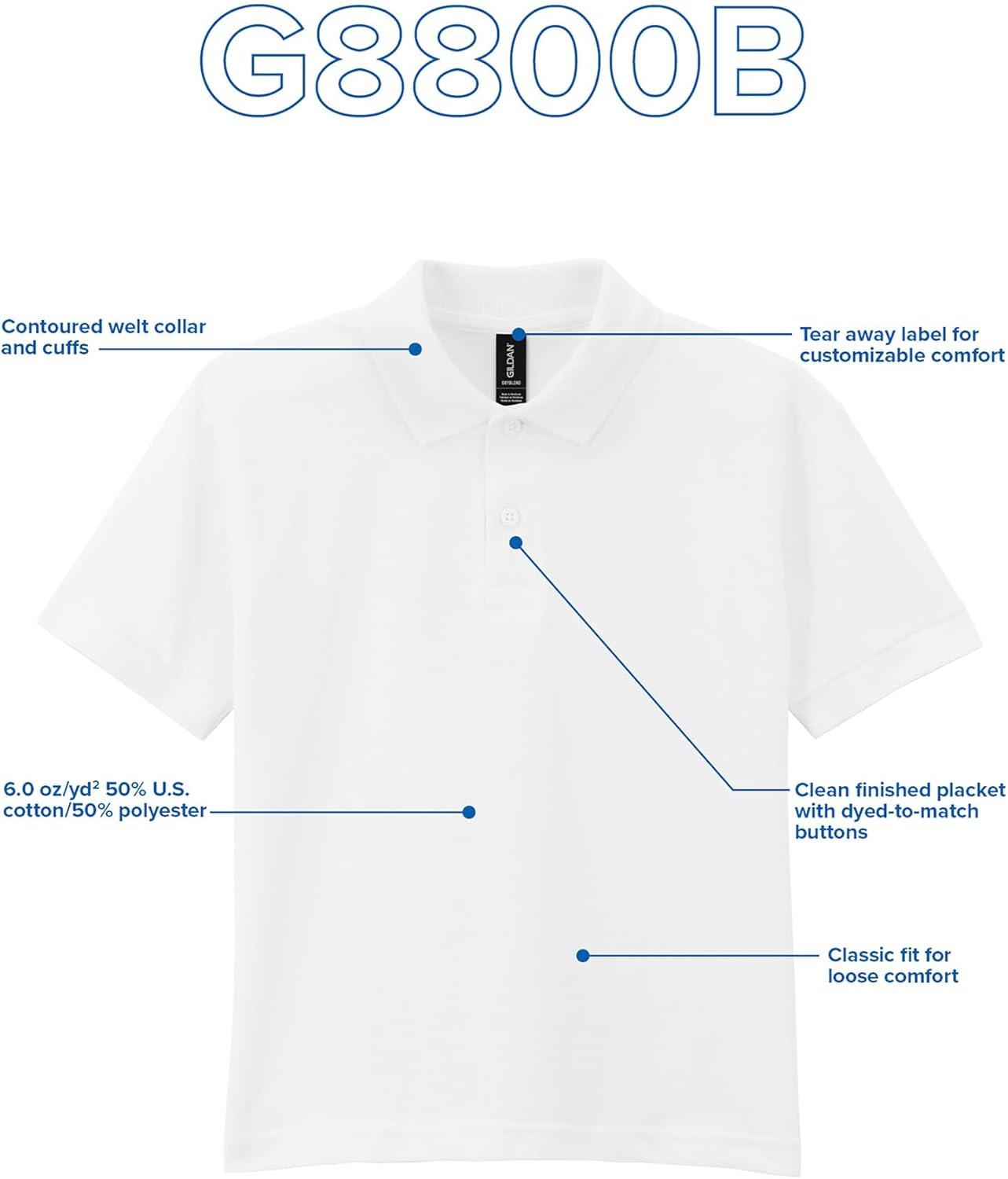 imageGildan UnisexChild DryBlend Short Sleeve Polo Style G8800b 3PackWhite
