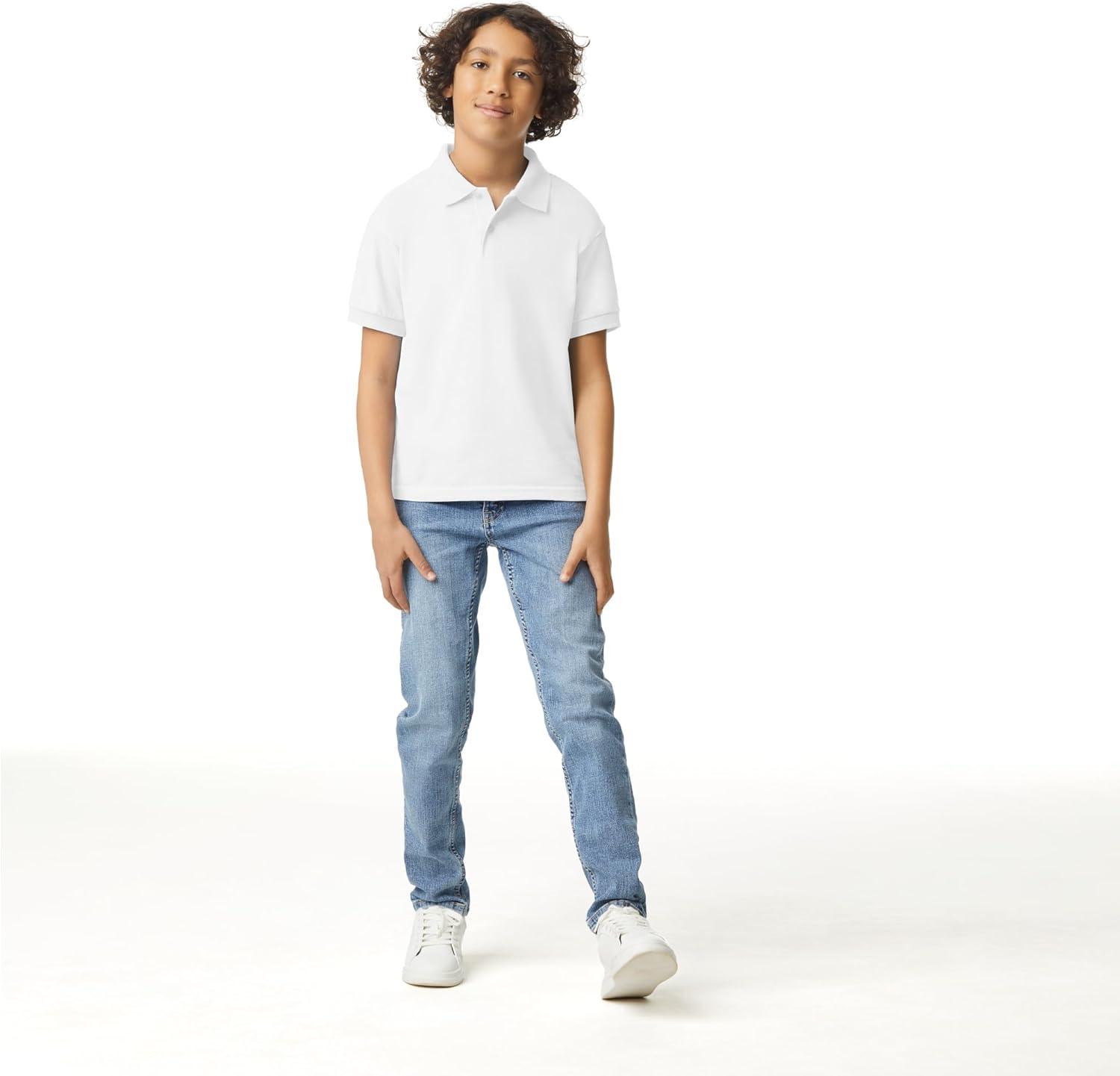imageGildan UnisexChild DryBlend Short Sleeve Polo Style G8800b 3PackWhite