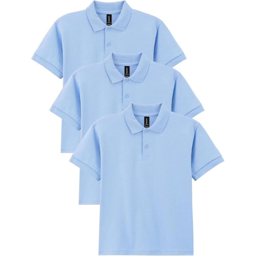imageGildan UnisexChild DryBlend Short Sleeve Polo Style G8800b 3PackLight Blue