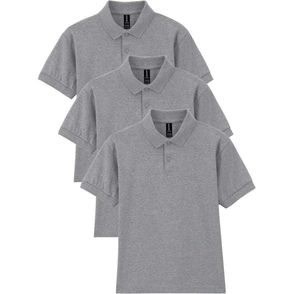 imageGildan UnisexChild DryBlend Short Sleeve Polo Style G8800b 3PackSport Grey