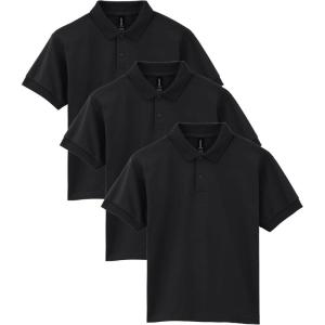 Gildan Unisex-Child DryBlend Short Sleeve Polo, Style G8800b, 3-Pack(Black)