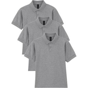Gildan Unisex-Child DryBlend Short Sleeve Polo, Style G8800b, 3-Pack(Sport Grey)
