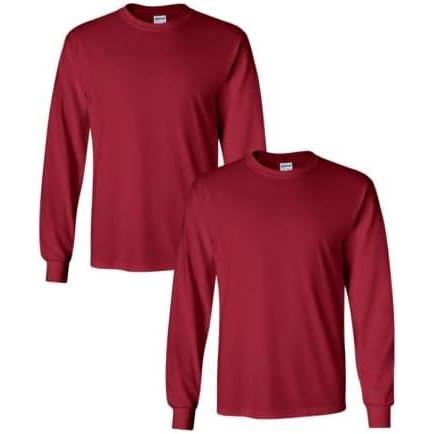 imageGildan Adult Ultra Cotton Long Sleeve TShirt Style G2400 MultipackCardinal Red 2 Pack