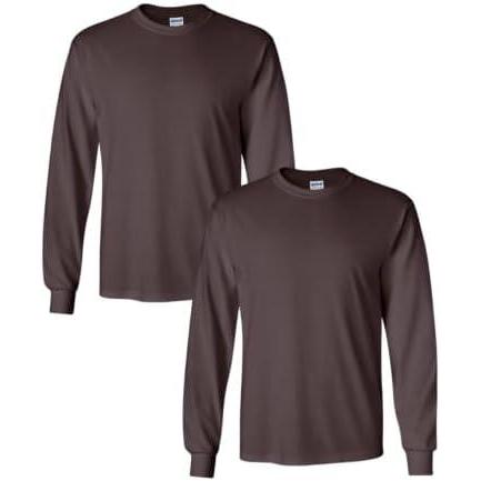 imageGildan Adult Ultra Cotton Long Sleeve TShirt Style G2400 MultipackDark Chocolate 2 Pack