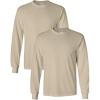 Gildan Adult Ultra Cotton Long Sleeve T-Shirt, Style G2400, Multipack(Sand (2 Pack))