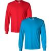 Gildan Adult Ultra Cotton Long Sleeve T-Shirt, Style G2400, Multipack(Sapphire/Red)