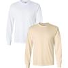 Gildan Adult Ultra Cotton Long Sleeve T-Shirt, Style G2400, Multipack(White/Natural)