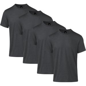 Gildan Unisex-Adult Softstyle CVC Short Sleeve T-Shirt, Style G67000, Multipack(Pitch Black Mist (4-pack))