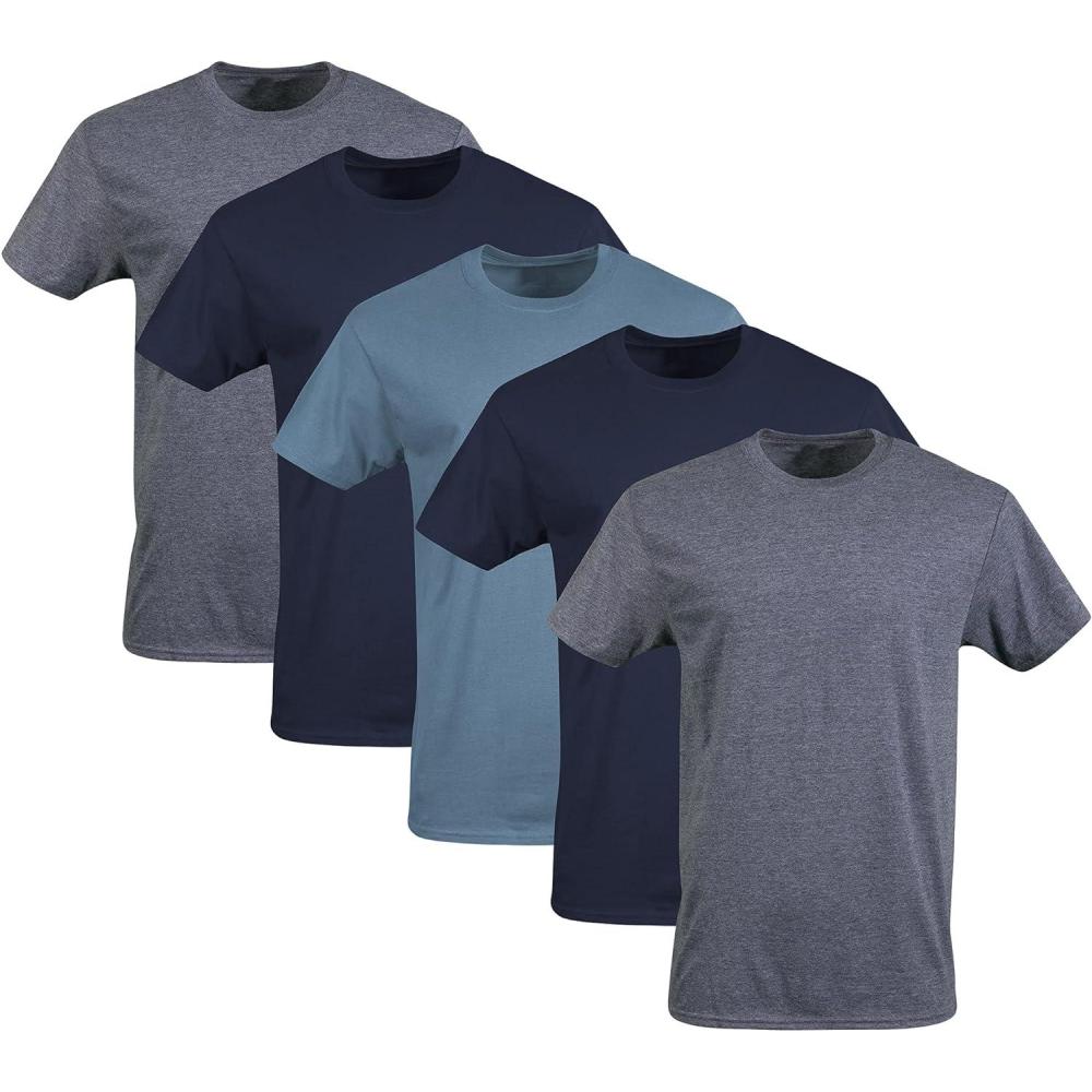 imageGildan Mens Crew TShirts Multipack Style G1100NavyHeather NavyIndigo Blue