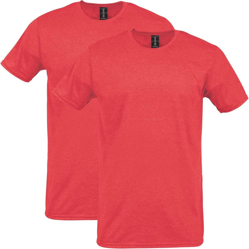 imageGildan Adult Softstyle Cotton TShirt Style G64000 MultipackHeather Red