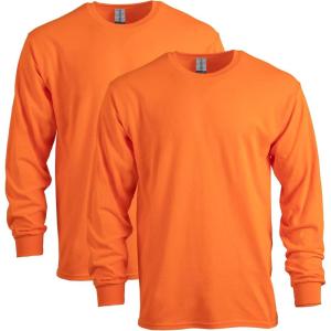 Gildan Adult Heavy Cotton Long Sleeve T-Shirt, Style G5400, 2-Pack(S. Orange)