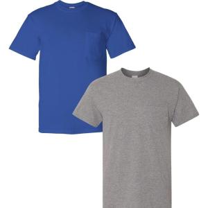 Gildan Adult Ultra Cotton T-Shirt with Pocket, Style G2300, 2-Pack(Blue)