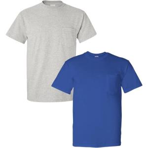 Gildan Adult Ultra Cotton T-Shirt with Pocket, Style G2300, 2-Pack(Grey/Blue)