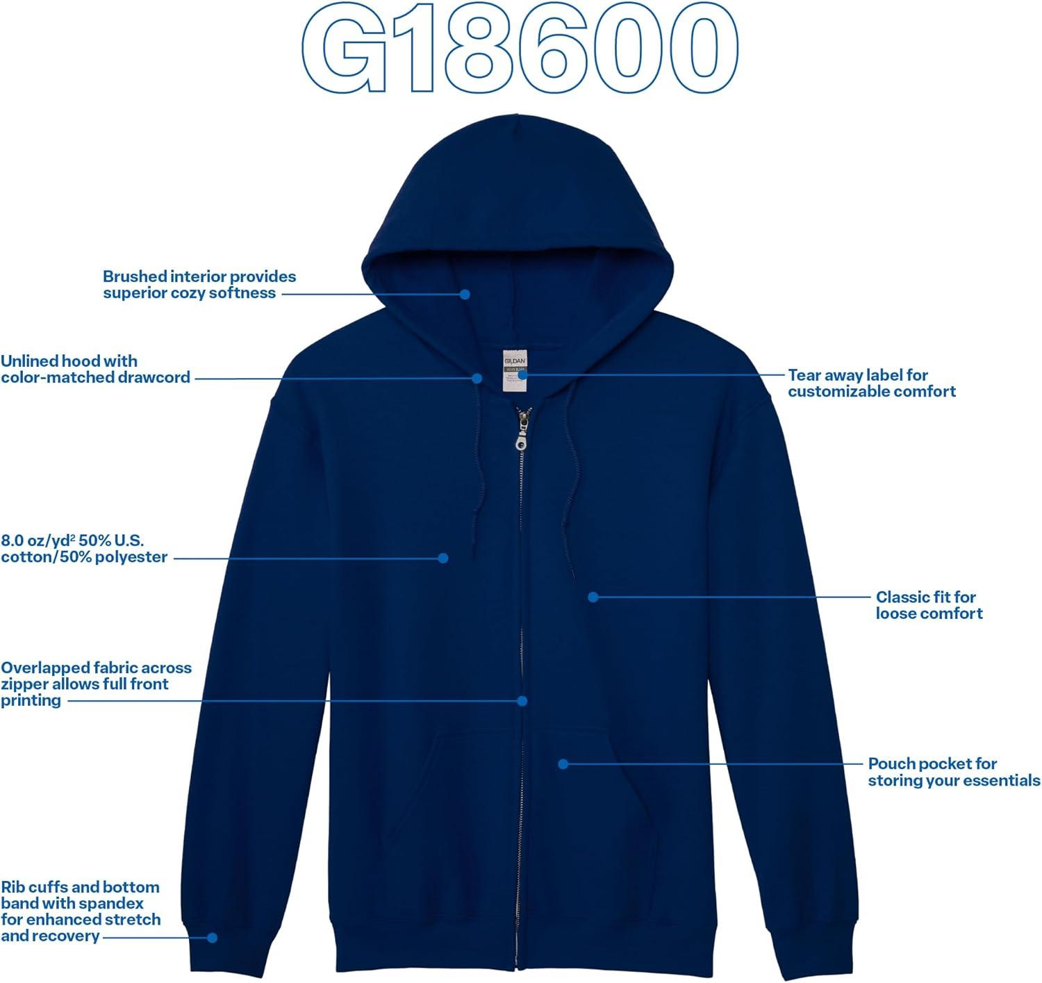 imageGildan unisexadult Fleece Zip Hoodie Sweatshirt Style G18600 MultipackNavy