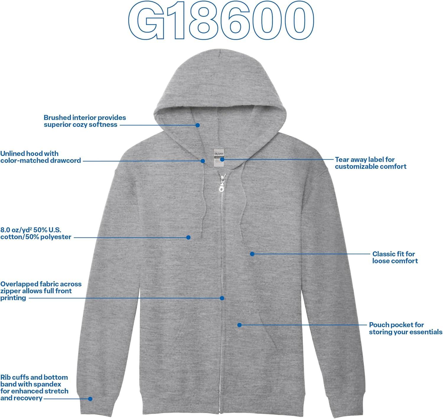 imageGildan unisexadult Fleece Zip Hoodie Sweatshirt Style G18600 MultipackSport Grey