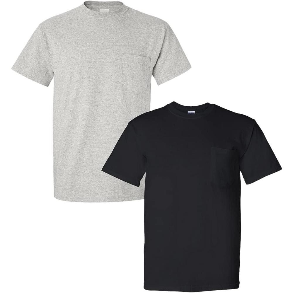 imageGildan G830 56 oz Ultra Blend 5050 Pocket TShirt  Navy  Small1 Ash Grey  1 Black