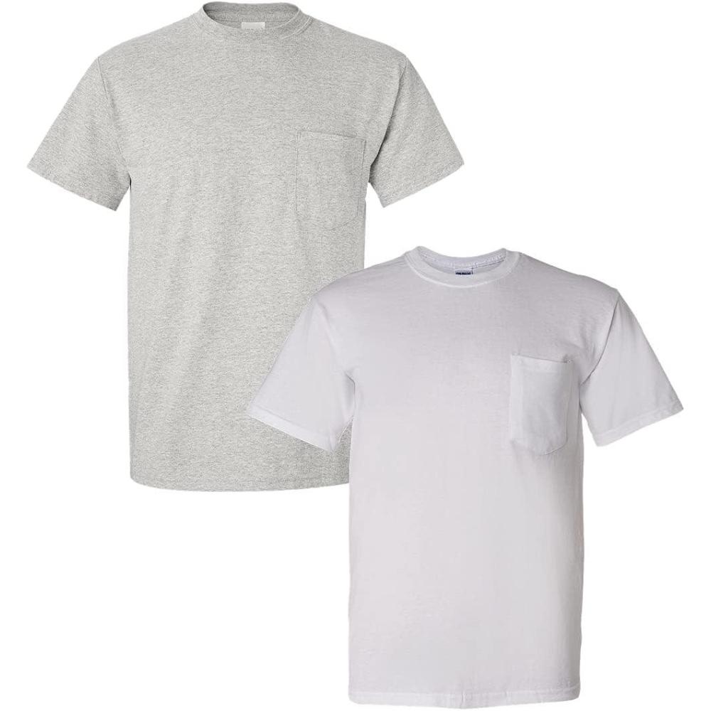 imageGildan G830 56 oz Ultra Blend 5050 Pocket TShirt  Navy  Small1 Ash Grey  1 White