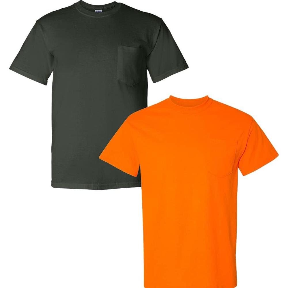 imageGildan G830 56 oz Ultra Blend 5050 Pocket TShirt  Navy  Small1 Forest Green  1 Safety Orange