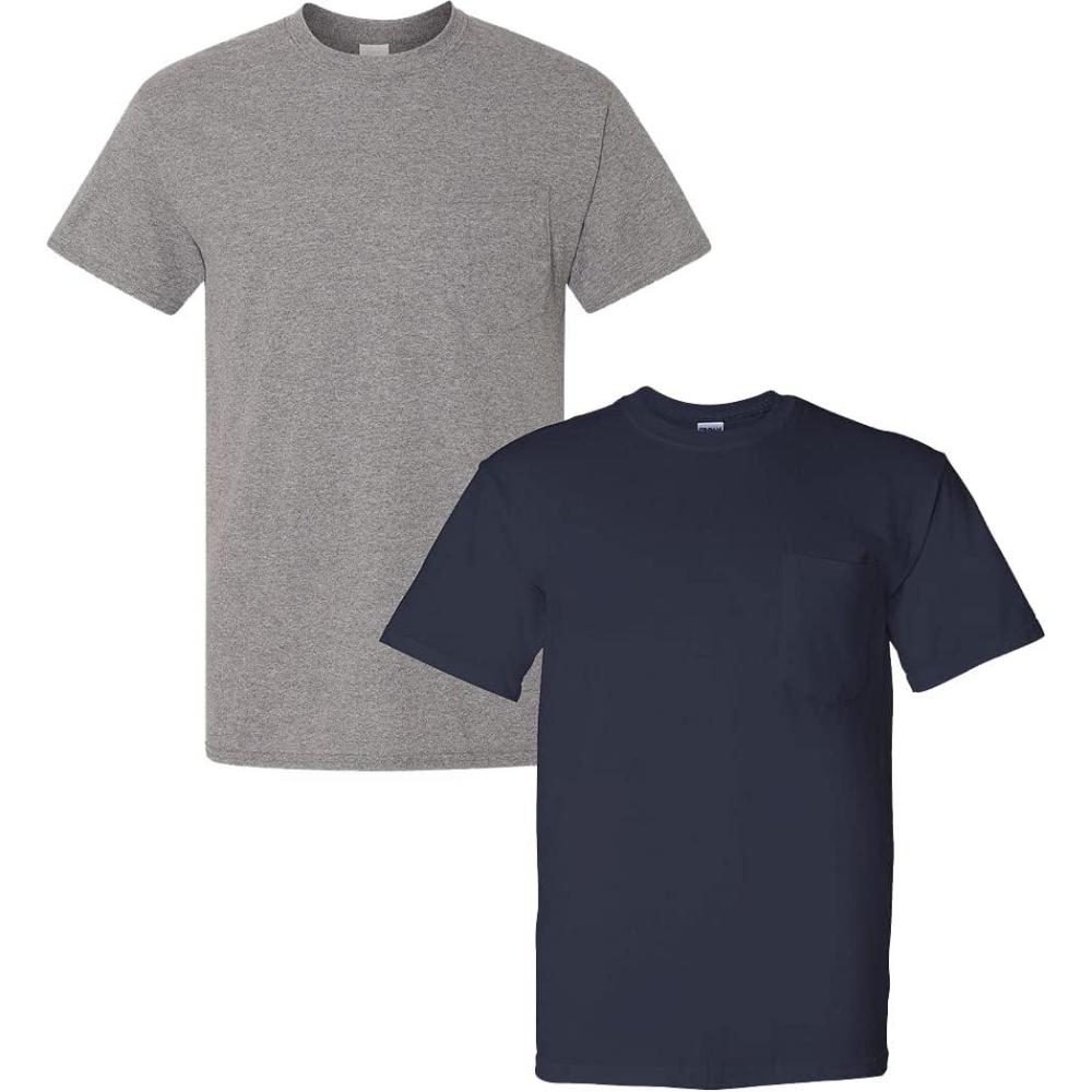 imageGildan G830 56 oz Ultra Blend 5050 Pocket TShirt  Navy  Small1 Graphite Heather  1 Navy