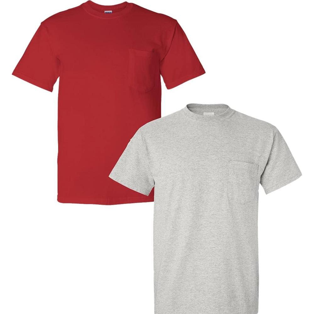 imageGildan G830 56 oz Ultra Blend 5050 Pocket TShirt  Navy  Small1 Red  1 Ash Grey