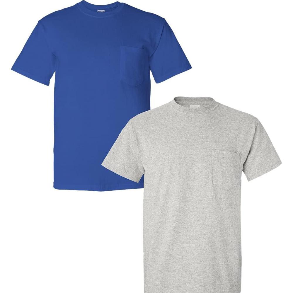 imageGildan G830 56 oz Ultra Blend 5050 Pocket TShirt  Navy  Small1 Royal  1 Ash Grey