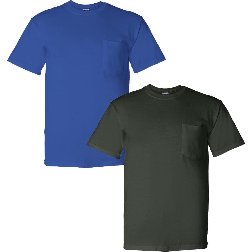imageGildan G830 56 oz Ultra Blend 5050 Pocket TShirt  Navy  Small1 Royal  1 Forest Green