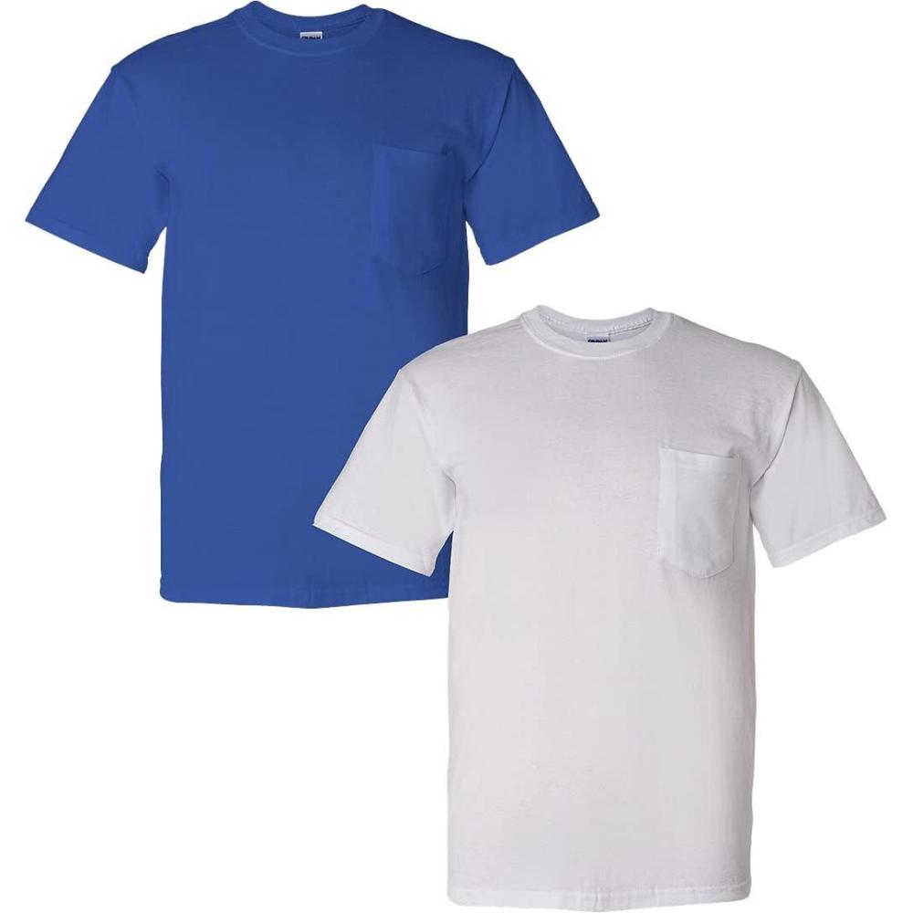 imageGildan G830 56 oz Ultra Blend 5050 Pocket TShirt  Navy  Small1 Royal  1 White
