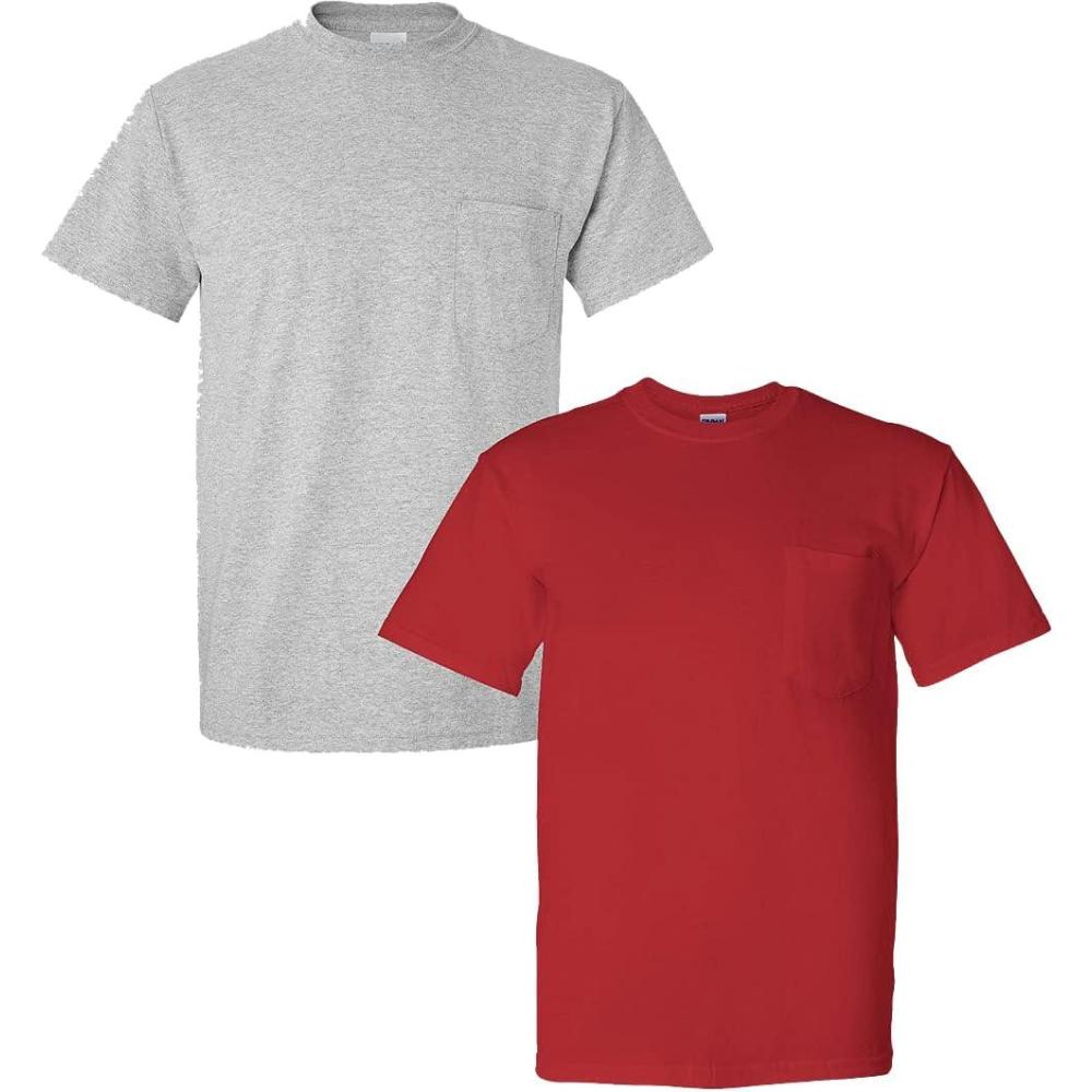 imageGildan G830 56 oz Ultra Blend 5050 Pocket TShirt  Navy  Small1 Sport Grey  1 Red