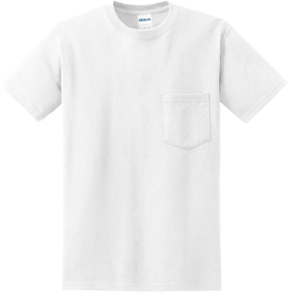 imageGildan G830 56 oz Ultra Blend 5050 Pocket TShirt  Navy  SmallWhite