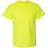 Gildan G830 5.6 oz Ultra Blend 50/50 Pocket T-Shirt – Navy – Small(Safety Green)