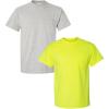 Gildan G830 5.6 oz Ultra Blend 50/50 Pocket T-Shirt – Navy – Small((1) Ash Grey + (1) Safety Green)