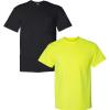 Gildan G830 5.6 oz Ultra Blend 50/50 Pocket T-Shirt – Navy – Small((1) Black + (1) Safety Green)
